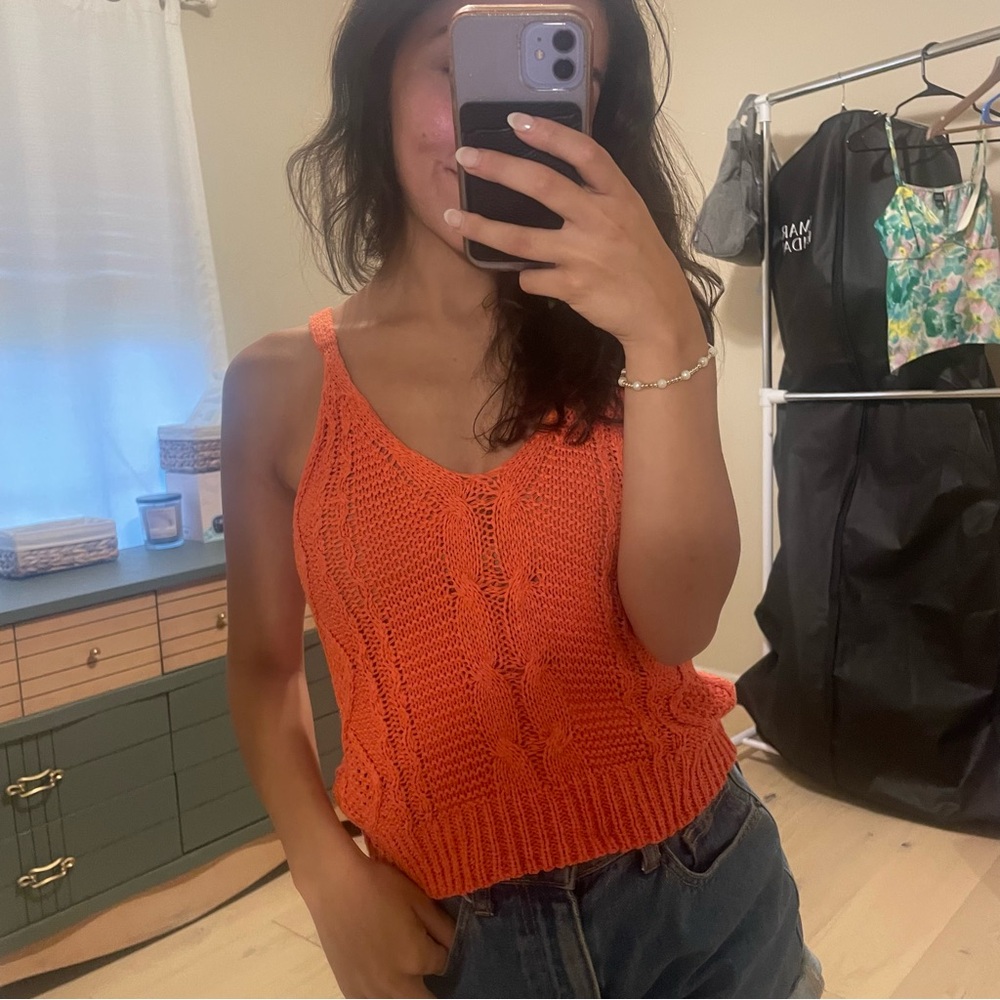 She + Sky Coral Knitted Tank
